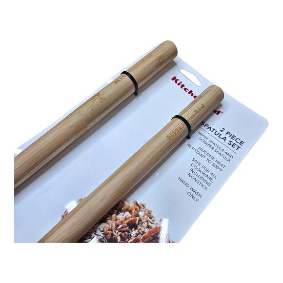 NEW KitchenAid Bamboo Spatula Set in Lavender Cream [Purple] (2-Piece Set) - Picture 2 of 4